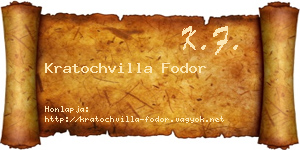 Kratochvilla Fodor névjegykártya